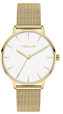 Tamaris Montre pour Femme – Schlichte, runde Montre-Bracelet pour Femme 36 mm - Montre-Bracelet avec Acier Inoxydable Meshband en Argent, Gold, Or Rose, Noir, Bleu, Vert, Violet UVM, wasserfest