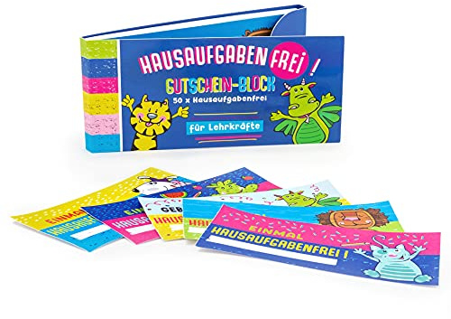 TRENDHAUS 601469 Belohnungssystem für Kinder, 100 x Hausaufgaben-Frei-Gutscheine, Fleißkärtchen für Schüler