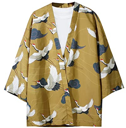 Camicia hawaiana a maniche 3/4 da uomo, giallo, M