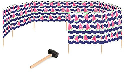 Garronda Strand Windschutz Sichtschutz 12m lang Plus Gummihammer GAEX001 (Wassermelone-2, 12 m)