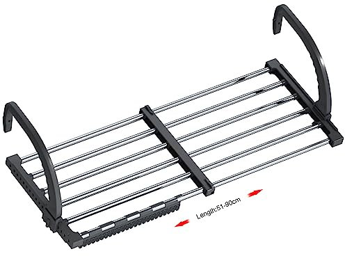 ANEWSIR Heizkörper-Wäschetrockner, Balkonwäschetrockner, Wäschetrockner Wand, Wäscheständer Faltbar, Edelstahl, Ausziehbar, Hängetrockner (51-95 cm), Winddicht Sockenaufhänger Inklusive.