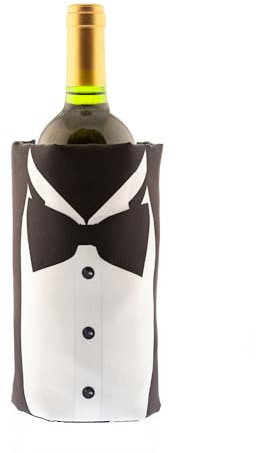Koala Spain Enfriador de Vino con Gel Rápido Enfriamiento Compartimentado, 4 Capas Anti-condensación,Estampado Smoking, Velcro Ajustable Bot. Vino o Cava, Incluye Regalo