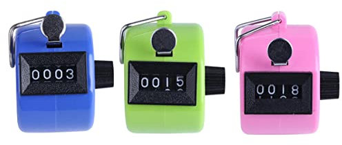 Hsthe Sea 3 Pieces Hand counter clicker pedometer, Hand Tally Counters, Plastic Mechanical quantity counter without battery operation, for Sport Coach (Green+pink+blue)