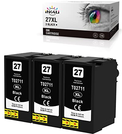 INK4U 27XL Tintenpatronen Kompatibel für Epson 27 27XL Patronen für | Workforce WF-3620 WF-7710 WF-7620 WF-7715 WF-7720 WF-7610 WF-3640 WF-7210 WF-7110 (3 Schwarz)