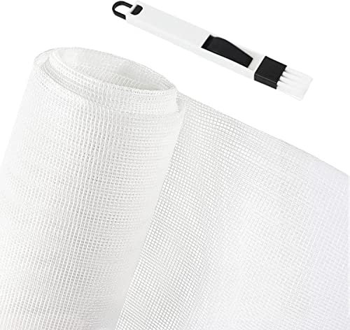 Gendako Rete per Zanzariera in Fibra di Vetro 1.2 x 2.5m Rete Antizanzare Rotolo Zanzariera per Finestra Rete Bianco Zanzariera Tagliabile Rotolo di Zanzariera con Spazzola per la Pulizia per Balconi