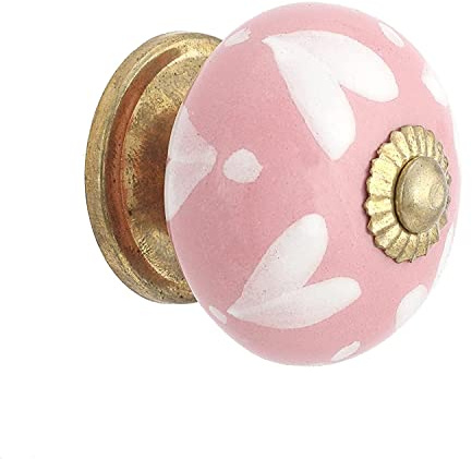Rasiya Art Schubladenknöpfe, handgefertigt, Keramik, Kommode, Ziehgriff, Küchenschränke, Landhaus, Boho-Dekor, Möbelbeschläge, rosa Herz, 4 Stück