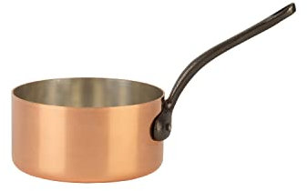 Cuisine Romefort | Casserole en cuivre étamé Ø 14 cm avec queue en fonte | Casserole traditionnelle en cuivre massif | Fabrication Française (14 cm)