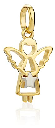 NKlaus Kettenanhänger Schutzengel, 333 Gelbgold, Bicolor, 12mm, 1 Stück | 8 Karat Gold; als Talisman