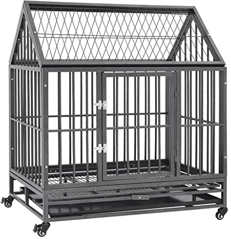 vidaXL Hundbur med hjul och tak stål 92x62x106 cm, hundbur med hjul, hundlekhage, hundkoja, hundburar med hjul, hundlekhagar, hundkojor, hundgård