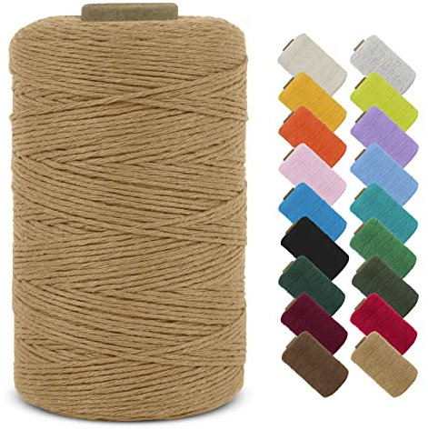 LEREATI Macrame Corda 1mm x 390m Filo Macrame Cordoncino Cotone, Corda Colorata Macramè Filo, Cordino per Borse Uncinetto, Decorazioni, Arazzo Da Parete, Perline, Braccialetti (Caffè)