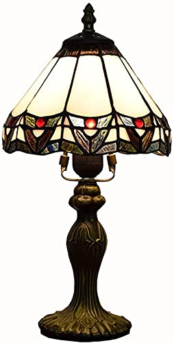 SIGOLY Tiffany Style Intage Table Lamp，Stained Glass lampshade Living Room Dining Room Bedroom Bedside Counter lamp 8-inch Decorative Ornaments marriage