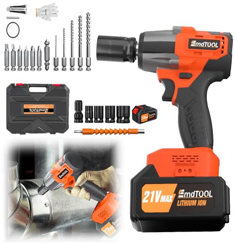 YouseaHome Brushless Impact Wrench 1/2 inch with 3200 RPM Variable Speed, 300 ft-420 N.m High Torque 21V Electric Impact Driver with 6.0Ah Li-Ion Battery, Cordless Power Drill Set for Car Tiers