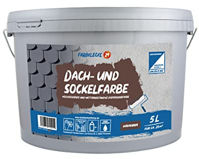 Farbklecks24 Dach und Sockelfarbe 5L Havanna Dispersionsfarbe, Dachfarbe