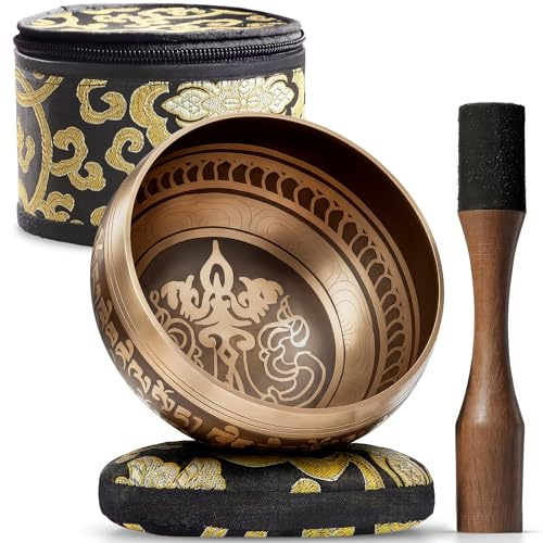 Silent Mind Klangschale Ø10 cm Bronze – Handgefertigtes Komplett-Set mit Kissen und Klöppel, für Anfänger geeignet, klarer stabiler Klang, ideal für Meditation und Achtsamkeit