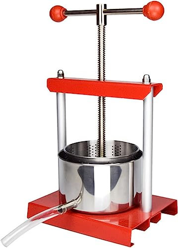 HACSYP Fruchtpresse Obstpresse, 2/3/6 l Traubenweinpresse, mit Zwei Edelstahlfässern, T-Griff, for Saft, Kräutersaft, Apfelwein, Wein, Olivenöl (Color : 6l)