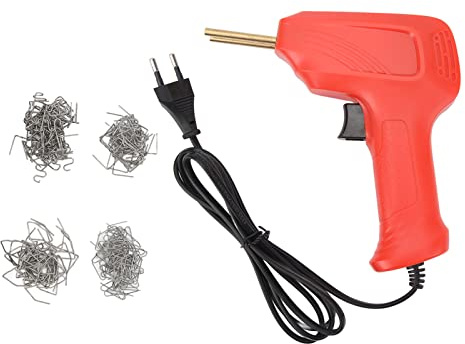 Pistola Soldadora De Plástico, Kit De Máquina De Soldadura De Plástico De Grapadora Caliente Para Reparación De Parachoques De Coche 50W Enchufe De La UE 220V Para Reparación De Automóviles(Rojo)