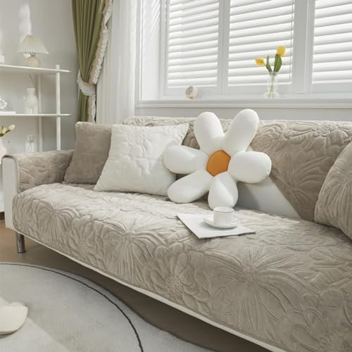 HLTQL Sofabezug 1 2 3 4 Sitzer Sofaschoner rutschfest Couchbezug L Form Waschbarer Dekor Perim Sofa Decken Sofaschutz Katze Hund Decke Doppelseitiger Gesteppter,#64-70x70cm