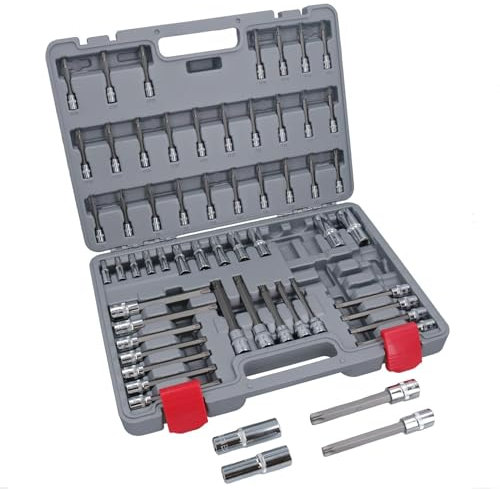 AB Tools Torx Star - Juego de llaves de vaso macho y hembra (60 unidades, T6, T70, E4, E24)