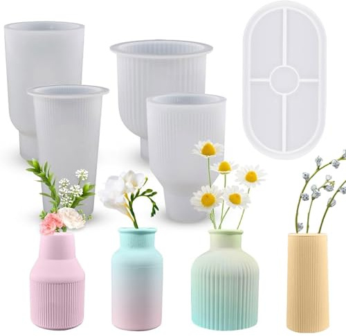 5 Stück Vase Silikonform, DIY Resin Formen, Gießformen Silikon, Handgefertigte Epoxidharz Formen Zur Herstellung Von Stifthaltern