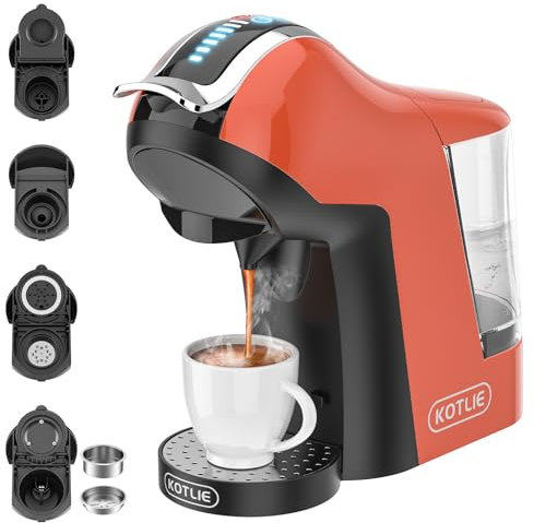 19 Bar Espresso 5in1 Automatic Coffee Machine for Nespresso Original/Dolce Gusto/L’OR/MIO/Ground Capsule and ESE Coffee Pods(ORANGE)