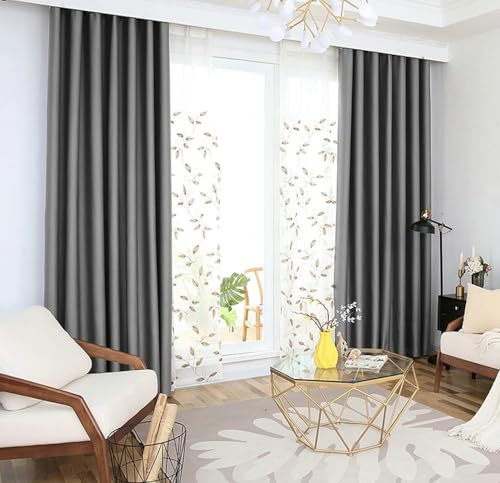 Whoiy Vorhänge Schlafzimmer Grau 183 Höhe, Curtains mit Ösen Blickdichter Einfarbig Fenster Gardienen Moderne 2 Stück Ösenvorhang Polyester für Wohnzimmer, H 183 x B 137 cm (B x H)