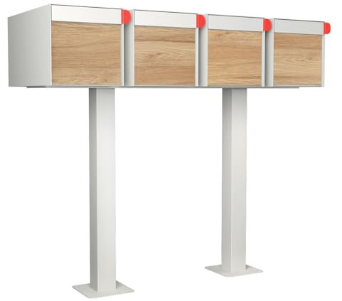 Boîte aux lettres américaine Big Americano for Four en blanc avec façade décorative en bois
