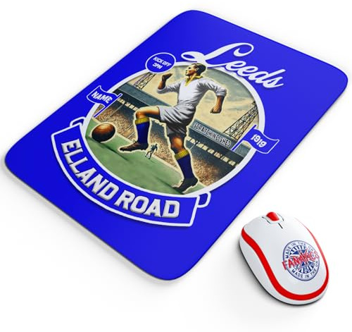 Personalised Leeds Mouse Mat Football Nostalgia Mouse Pad Work From Home Mousemat Vintage Computer Dad Birthday Gift For Him NFV45