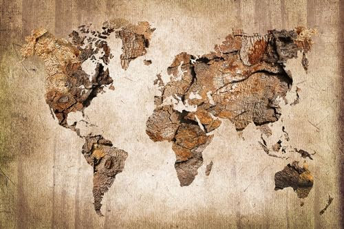 Cuadro del mundo efecto madera – Made in France – Cuadro de cristal acrílico 120 x 80