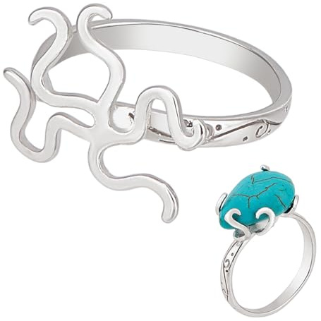 BENECREAT 925 Sterling Silber 5 Krallen Ring Rohling Ringsockelfassung, Verstellbarer Rohling Ringsockel für unregelmäßige Edelsteinfassung Handgefertigter Schmuck DIY Ring