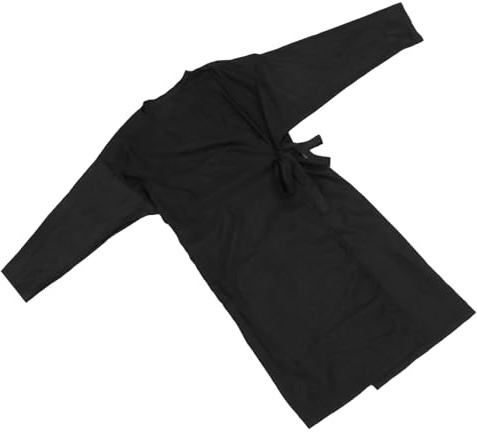 FRCOLOR Hairdresser Workwear Kimono Gown Lightweight Polyester Sleeves for Salon Client Hair Cutting and Dyeing Protective Smock 43 Black