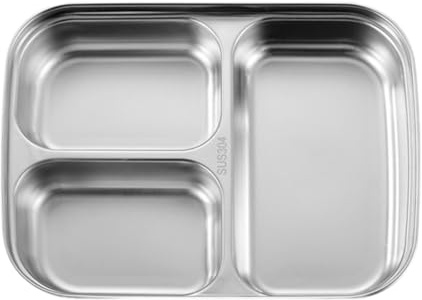 LOVIVER Assiette de Dîner En Acier Inoxydable 3 Section Plateau Divisé Plaque de Compartiment de Plateau Divisé pour Rassembler Les Voyages de Camping