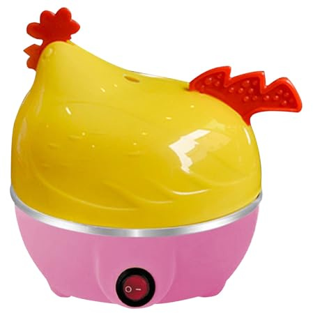 Egg Boiler, 7 Egg Capacity Electric Egg Boiler for Hard, Soft & Medium Boiled Eggs, Stainless Steel Healthy Egg Steamer Egg Boiler Egg Maker Machine (Yellow-Pink)