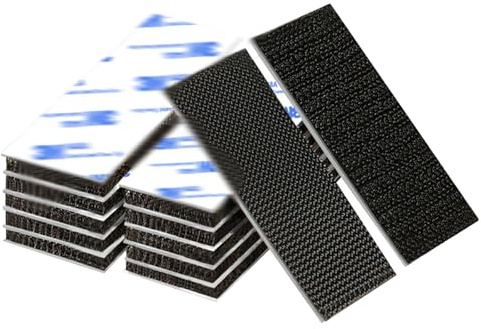 Mewtush Belcro - 12 pezzi - Adesivo doppio lato forte, 3 x 10 cm, adesivo doppio lato forte, nero, riutilizzabile, chiusura resistente per tappeti, casa, ufficio, auto e artigianato