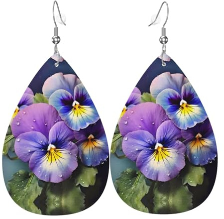 Pansy Perfection This Leather Earring Looks Like A Water Drop Pendant, Fashionable And Versatile, Hypoallergenic