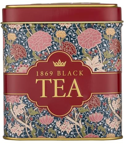 New English Teas Victorian Garden Tea Tin with 32 English 1869 Blend Teabags – Tapestry Inspired Tin with Decorative Roses