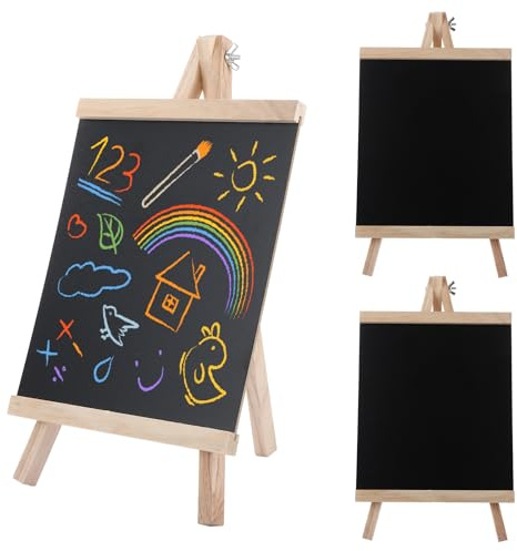 AHAQU 3PCS Table Top Chalkboard, 20x35cm/7.8x13.7 Inches Blackboard with Stand, Small Blackboard Menu Chalk Board Sign for Wedding, Bar, Restaurant, Party