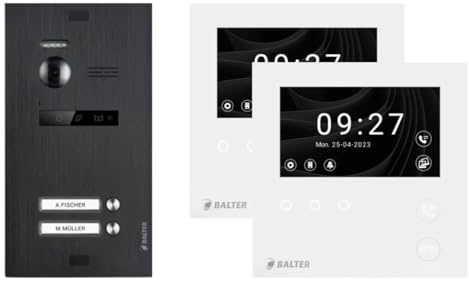 Balter by SCHUTZER Video Türsprechanlage EVO-HD-MINI Komplettsystem für Mehrfamilienhaus mit 4,3 Schwarz ohne WiFi für 2-Familienhaus