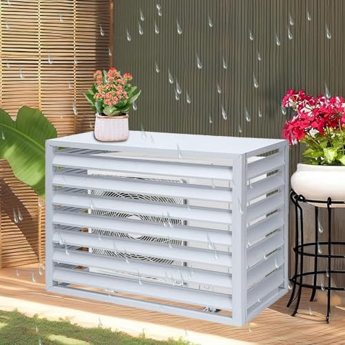 CVERTHAF Klimaanlagenabdeckungen für Außengeräte, Aluminium-Klimaanlagenzaun mit oberer Abdeckung, Organisieren Sie den Garten, für Sichtschutzwände für Pflanzenregale (weiß, 100 cm)