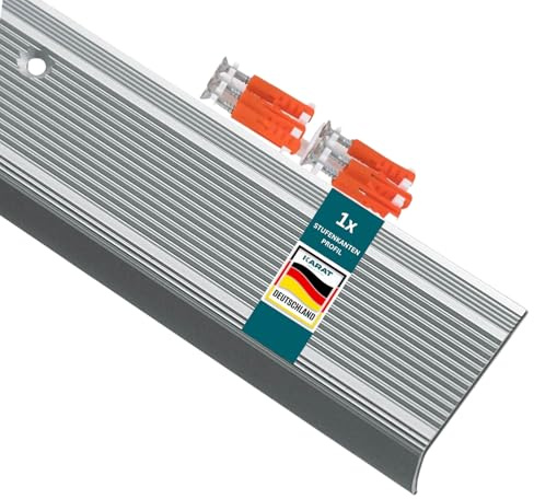 KARAT Treppenkantenprofil L-Form vorgebohrt - Silber - eloxierte Stufenkantenprofil für Parkett und Laminat 1 Stück, 134 cm Länge 3x3,5 cm - Integral