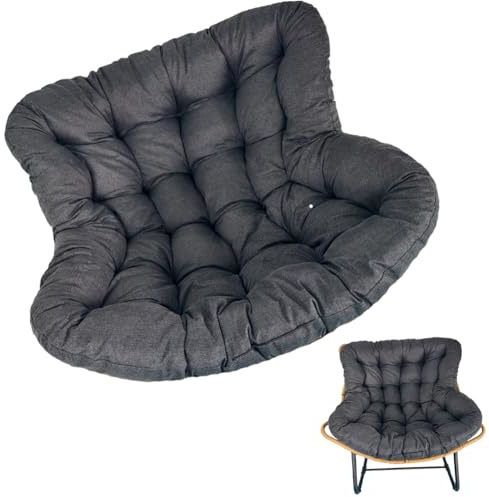 Mecedora de Exterior con cojín Acolchado, sillón de ratán Extragrande para Interior, con Forma de Huevo, para Exterior e Interior, con cojín Suave para Silla reclinable, Gris Oscuro, 115 x 1