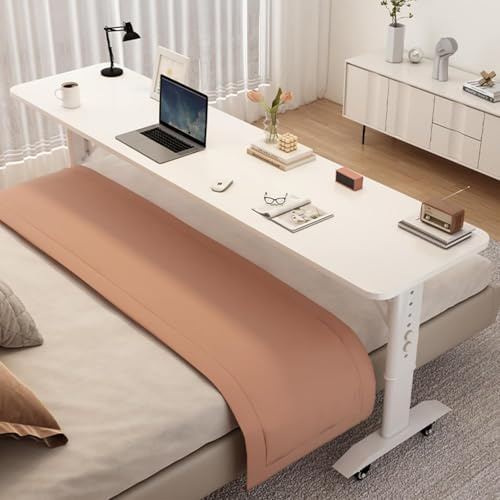 Verstellbarer Betttisch auf Rollen, Laptop-Ständer für Betten, perfekt für Nachttisch, höhenverstellbar, für Einzel-/Doppelbetten, platzsparendes Design