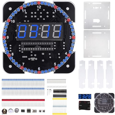 Juego de montaje de reloj electrónico de 4 dígitos preprogramado con pantalla de temperatura y función de alarma para una fácil instalación