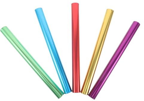 HOODANCOS 5 Pezzi Bastoni da Staffetta in Lega di Alluminio Leggera Rivestimento Antiscivolo Design Ergonomico Colori Vivaci per Gare di Corsa Allenamento e Competizioni Scolastiche