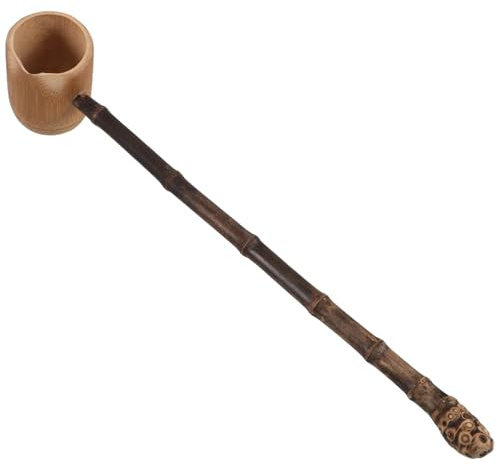 IWOWHERO Japanese Bamboo Water Ladle with Long Handle Water Scoop for Home Tea Ceremonies and Outdoor Camping Natural Bamboo Kitchen Utensil