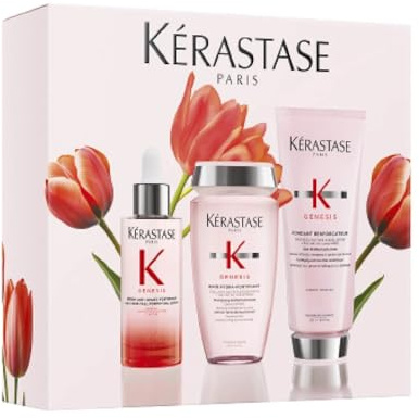 Kérastase Trio Spring Set Genesis 2026 540 ml - Pack Anticaída Cabello Debilitado con Champú Bain Hydra-Fortifiant 250 ml, Fondant Renforçateur 200 ml y Sérum Anti-Chute 90 ml