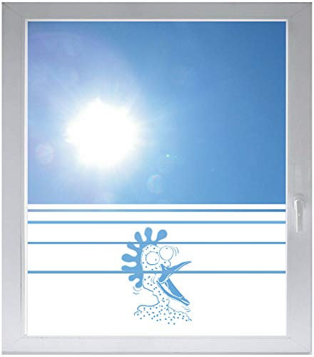 INDIGOS UG Sichtschutzfolie Glasdekorfolie Fensterfolie mit Motiv satiniert Blickdicht - E969 Ausland - 1200 mm Länge - 500 mm Höhe Streifen - selbstklebend - matt - für Fenster