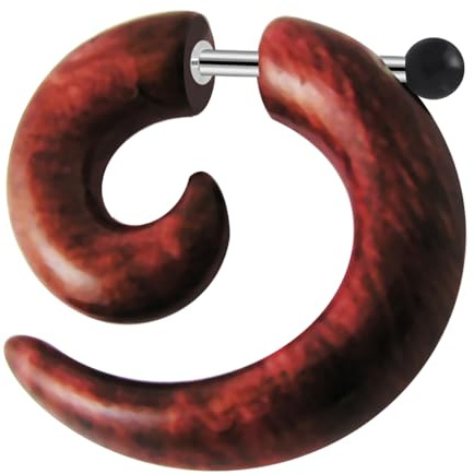 Monster Piercing UV Acryl & 316L Chirurgenstahl | Fake Tunnel | Holz Optik | Fake Dehnschnecke Plug Piercing Fleischtunnel | Stabstärke: 16 Gauge | Stablänge: 6MM