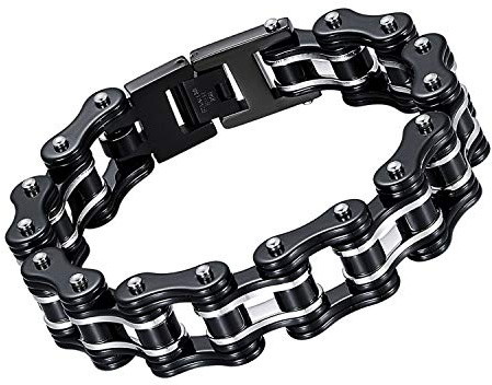 Cupimatch Herren Armband Edelstahl Große Breite Biker Armband Panzerkette Fahrradkette Motorradkette Hochglanz Poliert Rock Armreif