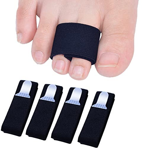 Sumifun Elasticity Toe Splint, 4 Packs of Toe Wraps for Broken Toe, Curled toe, Hammer toe, Toe Bandage for Big Toe Alignment Fracture Splint for Men or Women