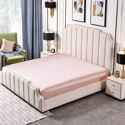 THXSILK 25 Momme Seide Spannbettlaken bis 30cm Matratzenhöhe, 100% Maulbeerseide Bettwäsche Spannbetttuch, Seiden Bettlaken für Standardmatratze, 200x200+30cm, Bezauberndes Rosa